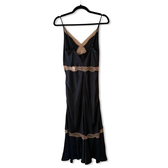 Cami NYC Florentina Dress Black Tan Lace silk slip midi Revolve NWT $485 10